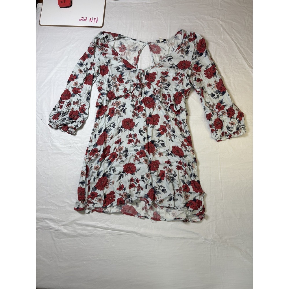 Womens American Eagle Outfitters blue 3/4 sleeve floral mini dress, size small‎